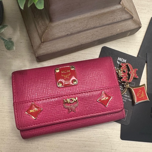 MCM Pink Leather Key Holder with Charms - Picture 3 of 16